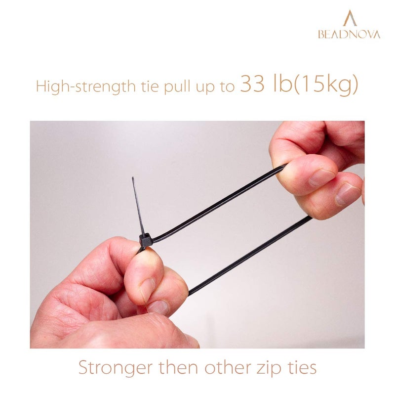 BEADNOVA Cable Tie Wraps Zip Ties Heavy Duty for Cables and Cords(10 Inch, Black, 100pcs) - Image 5